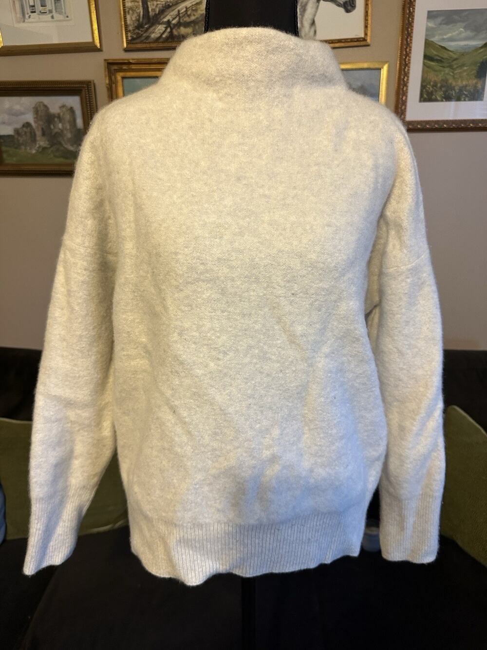 Vince Ultra Soft Boiled Cashmere Funnel Neck Sweater in Oatmeal Medium READ